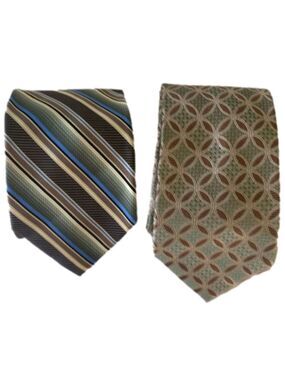 Nwt 2 Pronto Uomo Neckties Brown/Green